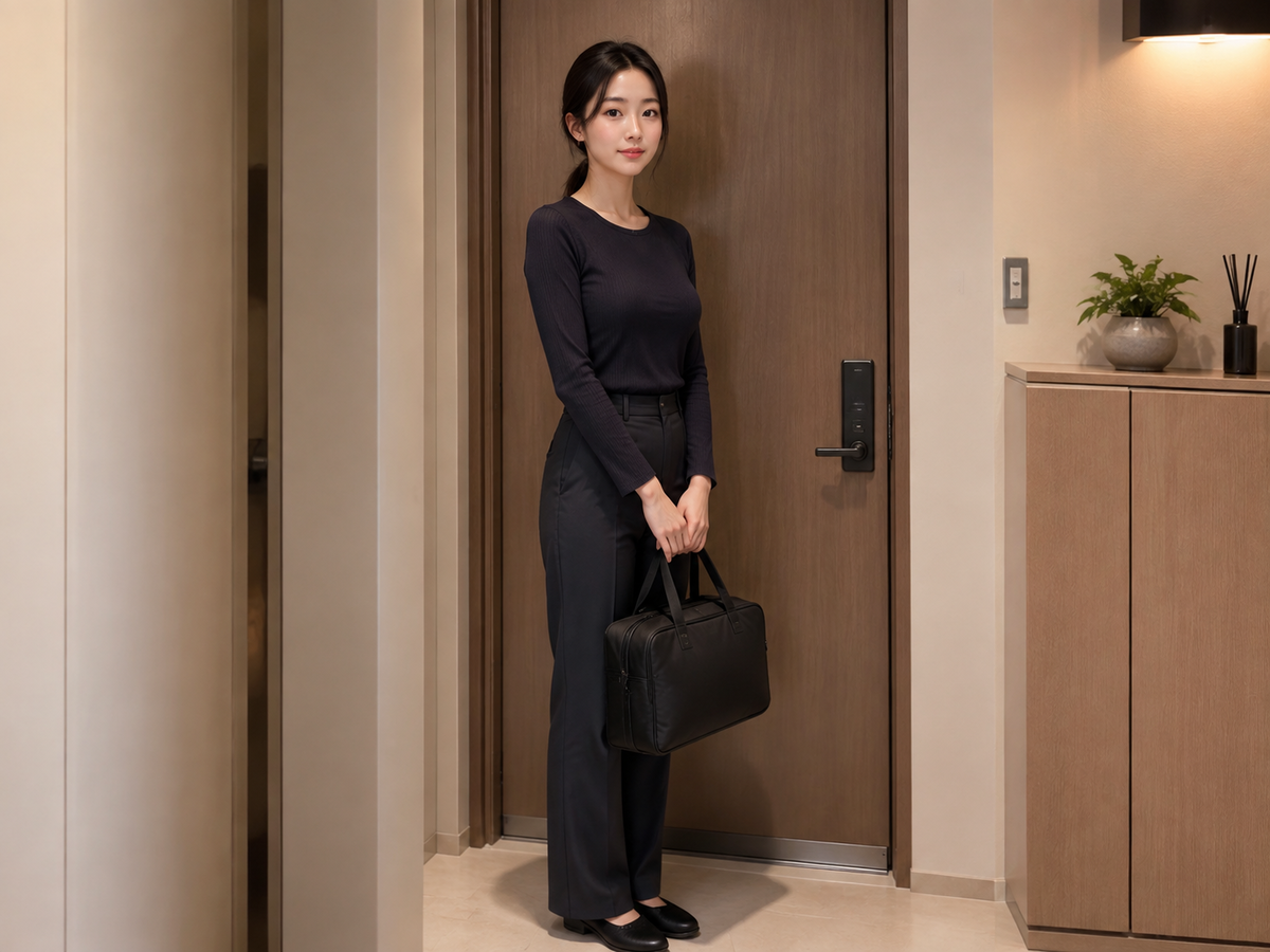 오산 갈곶 방문 홈케어 일정을 준비하는 젊은 성인 한국 여성 관리사